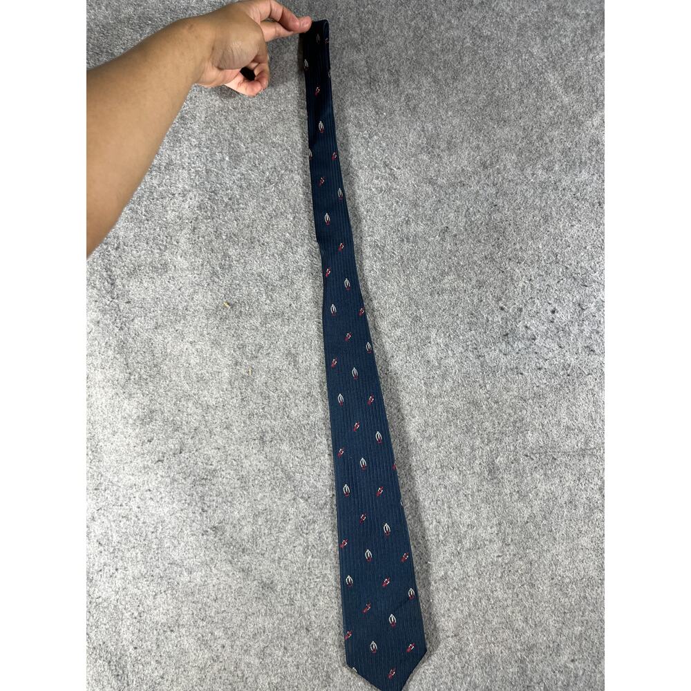Gucci Necktie Mens One Size Blue Silk Stirrup Horsebit Geometric Italian Luxury
